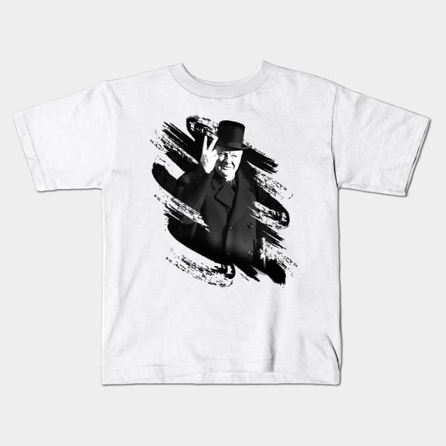 Winston Churchill. Black and white Kids T-Shirt by CrimsonsDesign